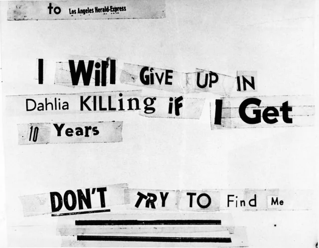 One of thirteen letters sent to police and the press by the alleged Black Dahlia killer.